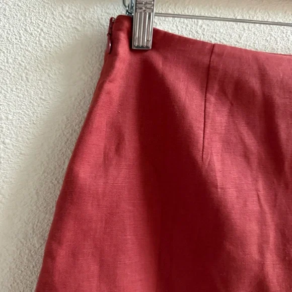 Tuckernuck Meg Mini Skirt Women Size S Red New Cotton Linen Eyelet Trim NYAP-12 - Picture 9 of 10